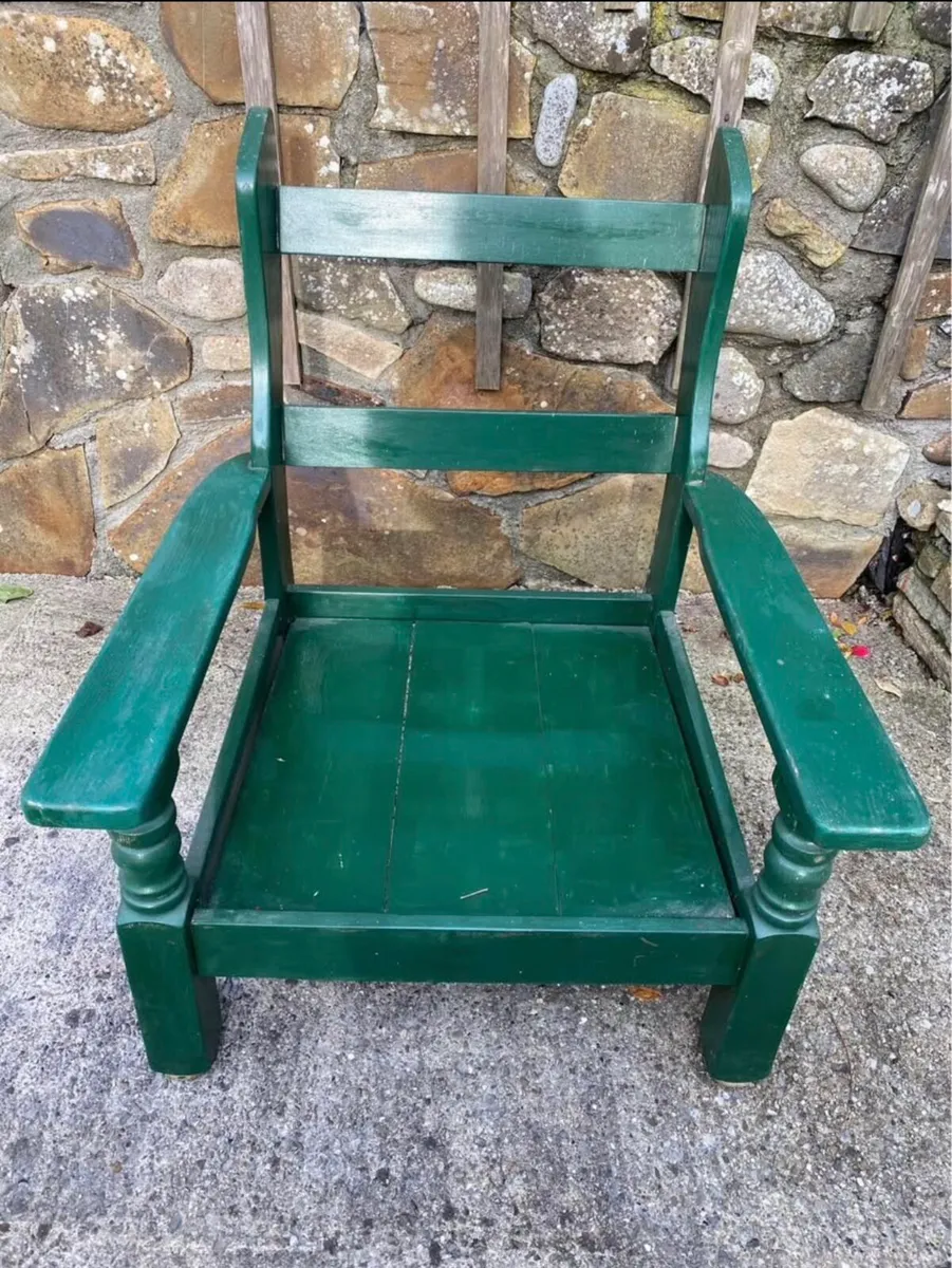 Large Green Wooden Chair - Image 2