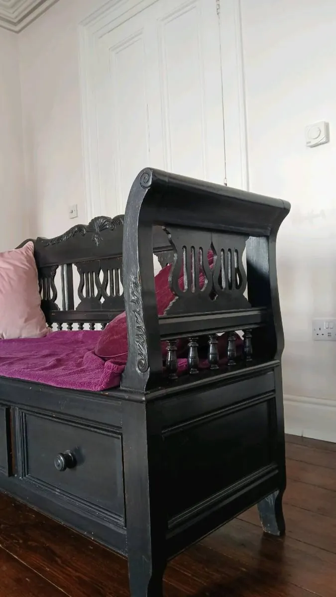 Black Wooden Bench - Image 3