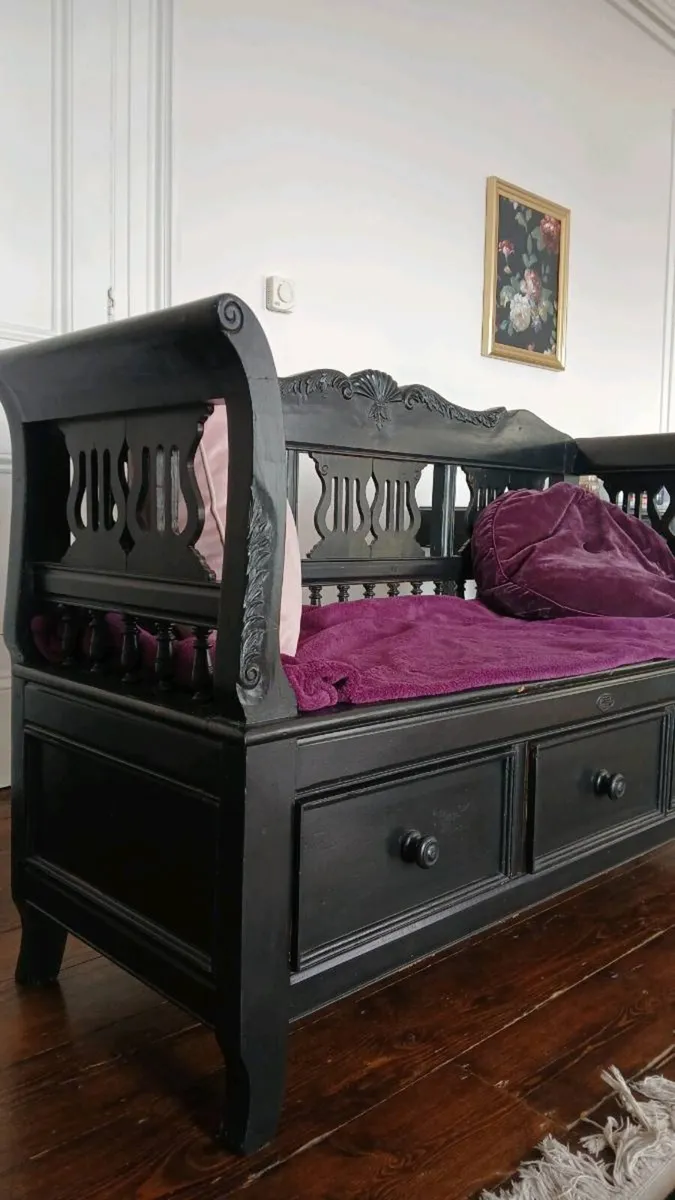 Black Wooden Bench - Image 1