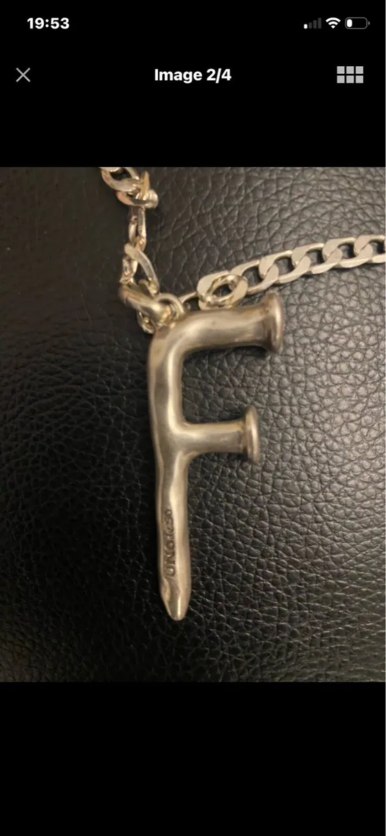 Large F Initial on Silver Chain - Image 2