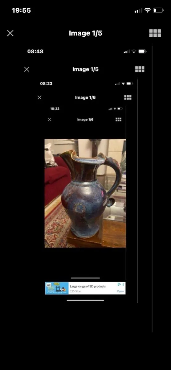 Large Colm De Ris Celtic Pottery Jug - Image 1