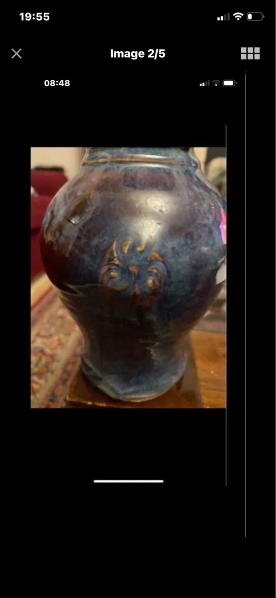 Large Colm De Ris Celtic Pottery Jug - Image 2