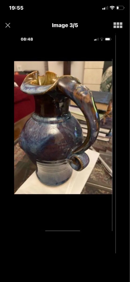 Large Colm De Ris Celtic Pottery Jug - Image 3