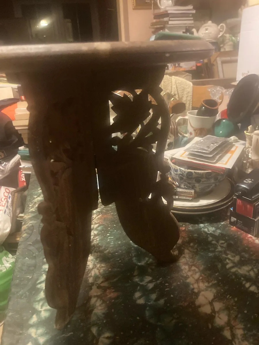 Hand craved table free postage - Image 2
