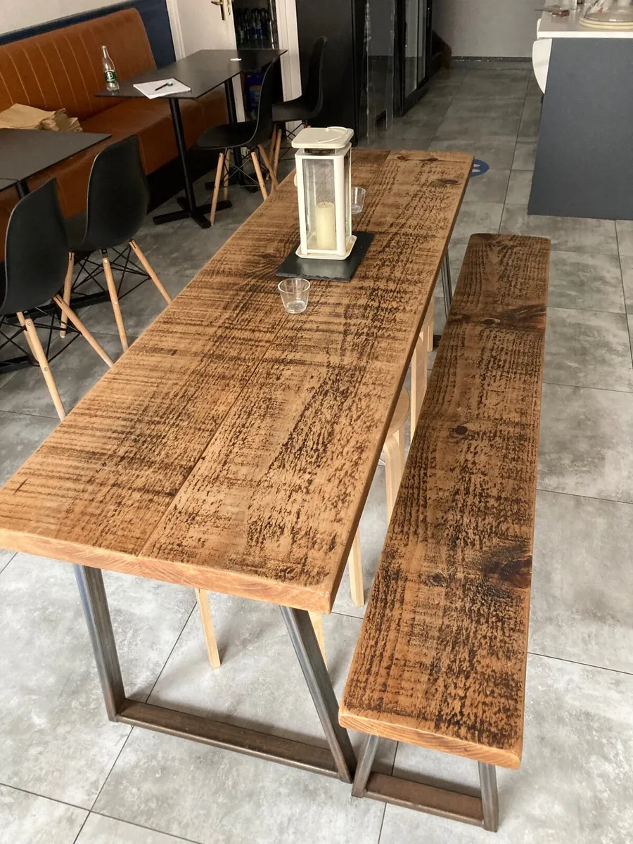 Cafe table and bench - Image 2