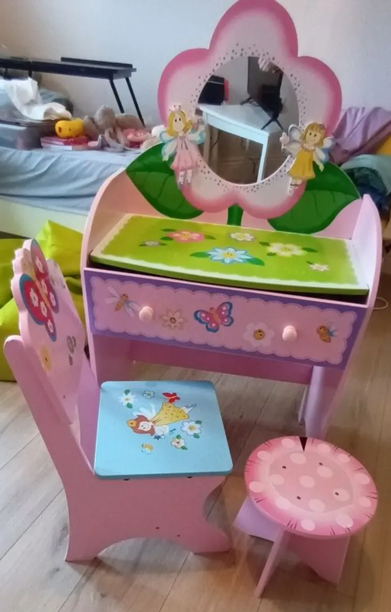 Fairy Dressing Table / Desk, Chair and Stool to match - Image 1