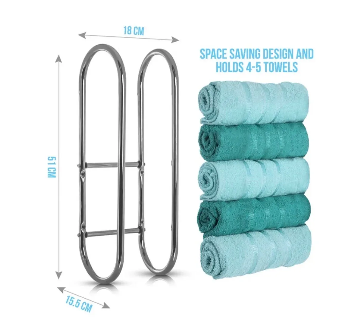 Wall Mounted Chrome Towel Holder NEW - Image 2