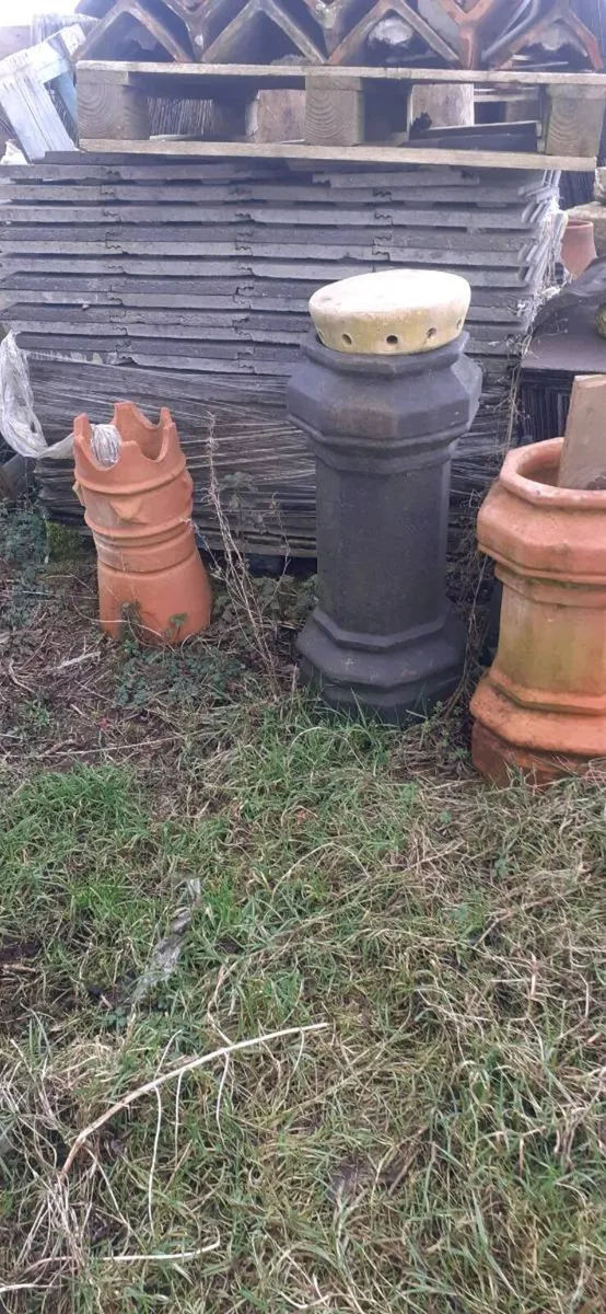 Bangor slates chimney pots floor ridge roof tiles - Image 1