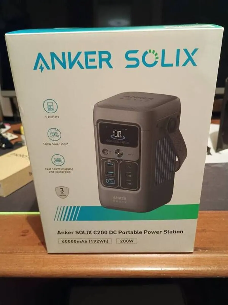 Anker SOLIX C200 DC Power Bank Station (60,000mAh), 192Wh Portable Power Station, LiFePO4 Battery, 200W + 100w Solar Panel - Image 2