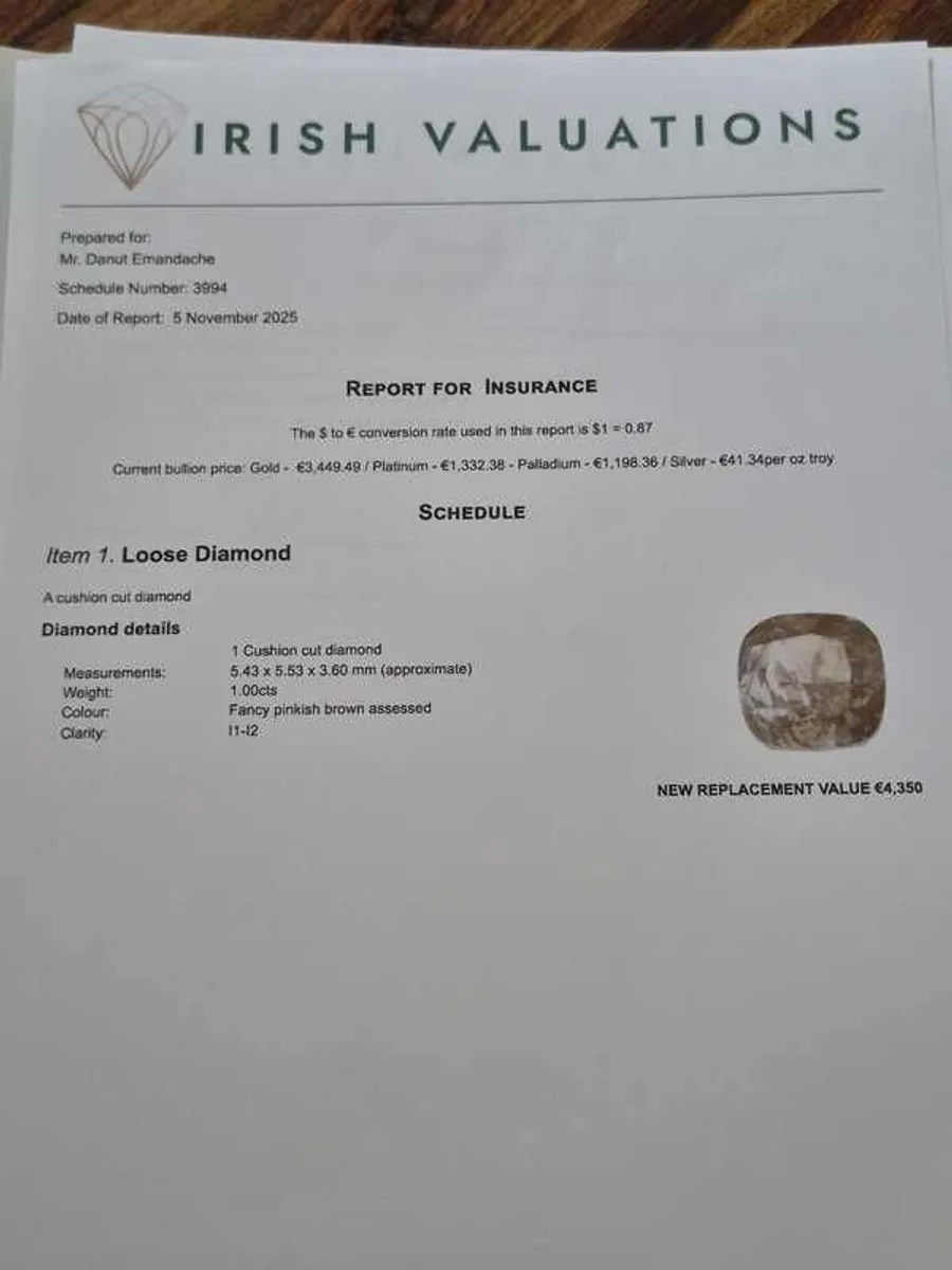 Natural 1.00 ct Fancy Pinkish Brown Cushion Diamond - Image 3