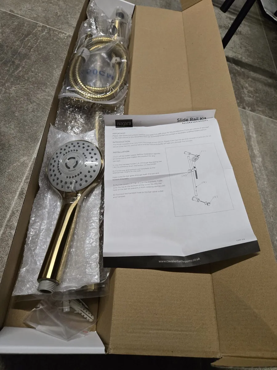 Brushed Brass Thermostatic Concealed Shower - Image 1