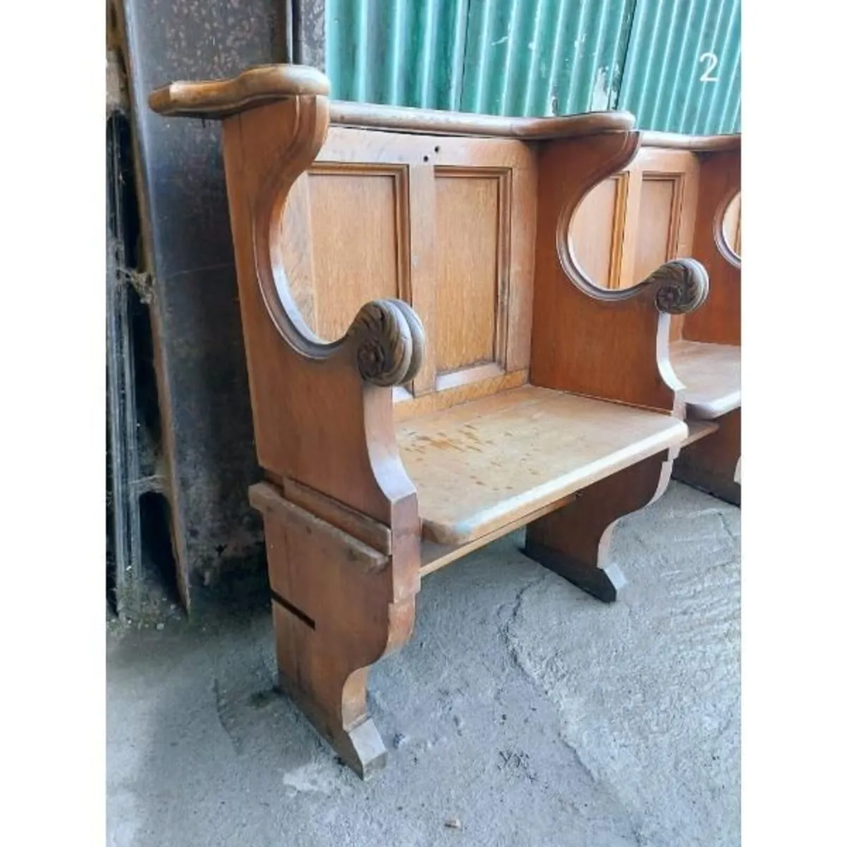 Four Seater Oak Pew – Folding Seats – 2 – KAS358 - Image 2