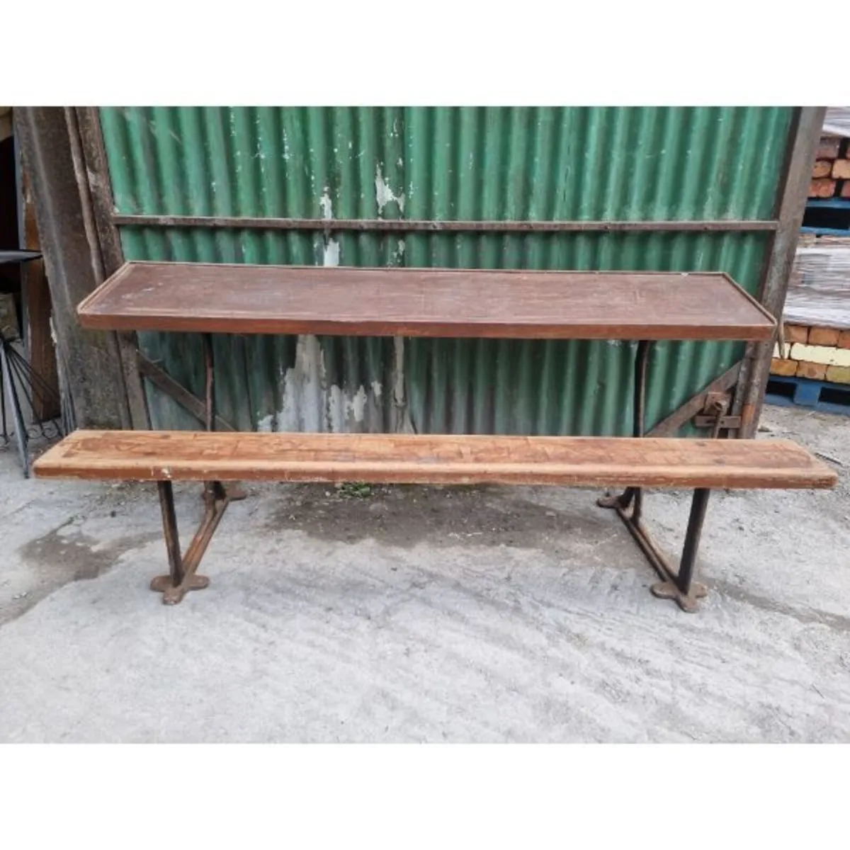 School Desk – Cast Frame with Teak tops – 4x avail - Image 3