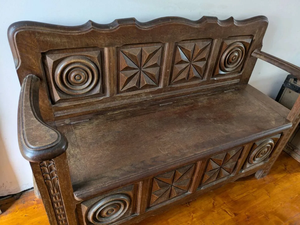 Antique French monk bench - Image 3