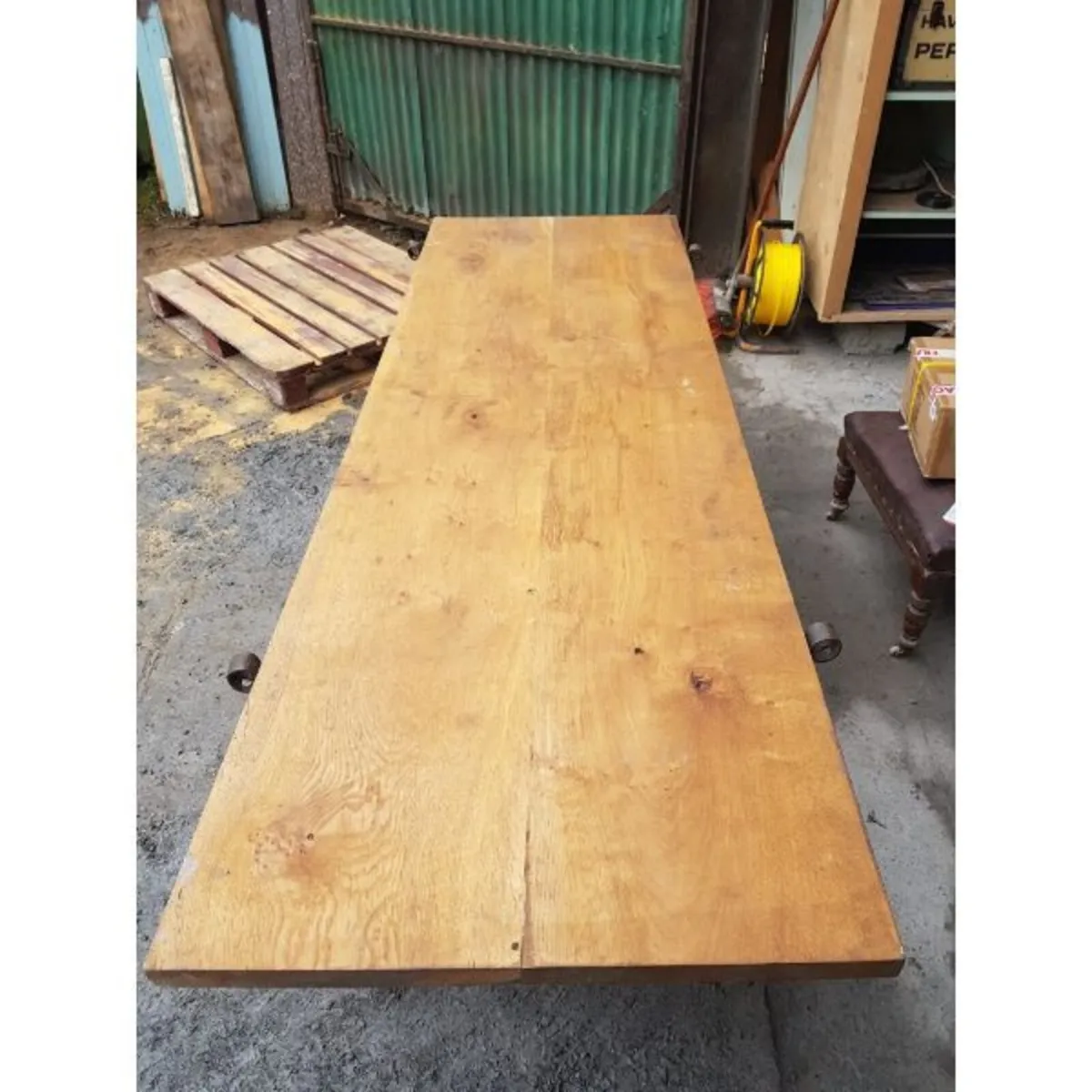 Oak Table with Salvaged Plough Base – KAS248 - Image 1