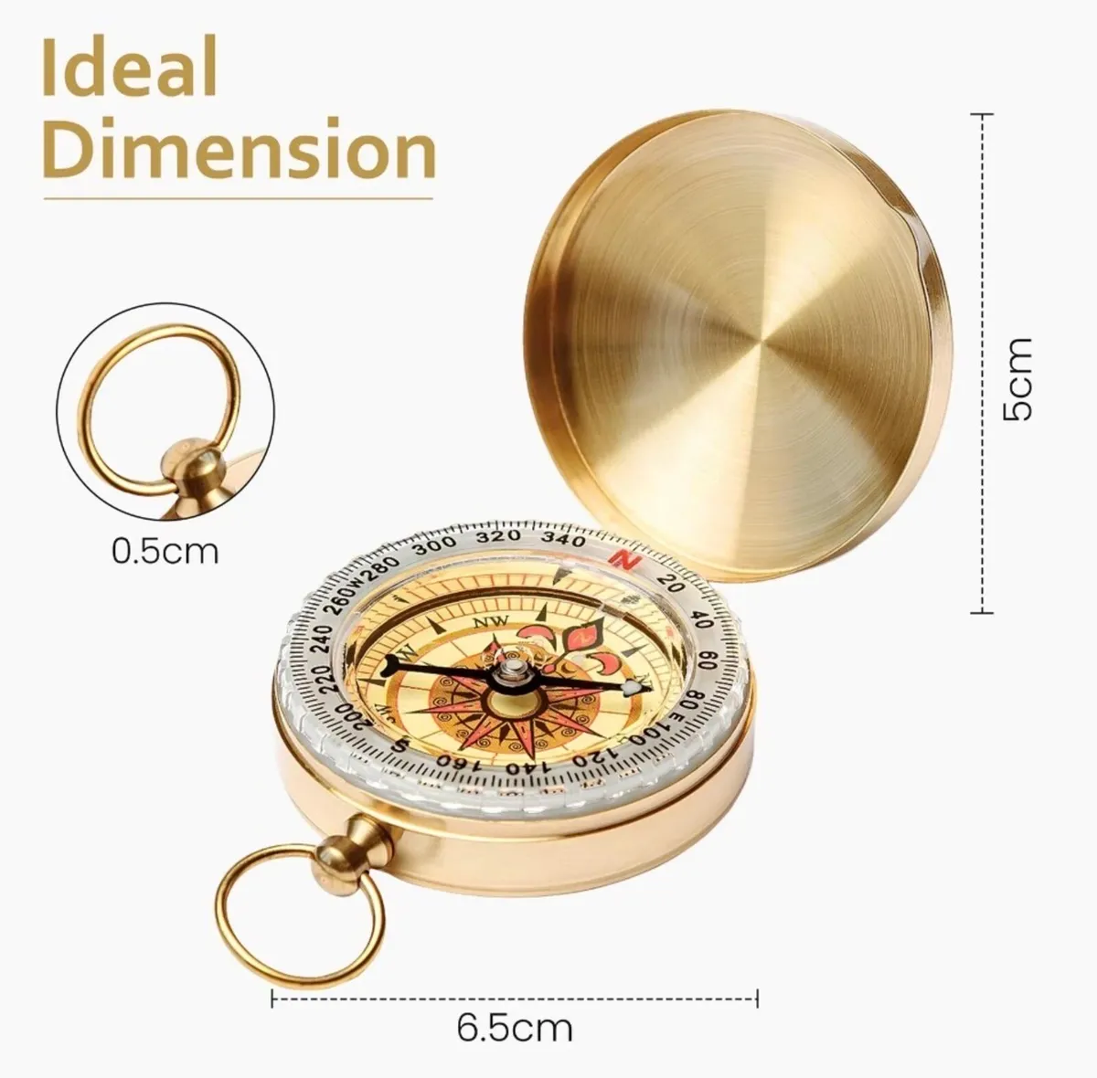 Vintage Style Brass Pocket Compass NEW - Image 2