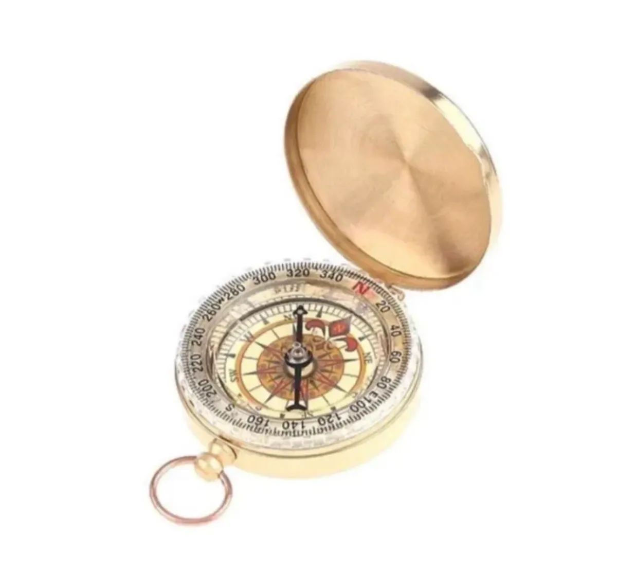 Vintage Style Brass Pocket Compass NEW - Image 1