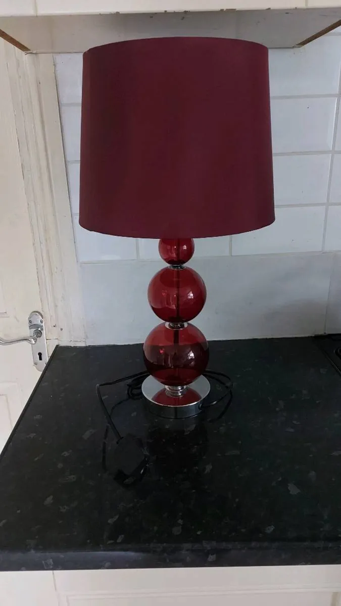 Beautiful chrome with cranberry glass table lamp