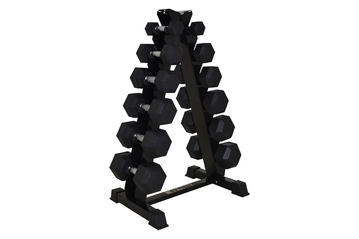 Hill Icon Rubber Hex Dumbbell Set 2.5kg - 15kg Gym - Image 1
