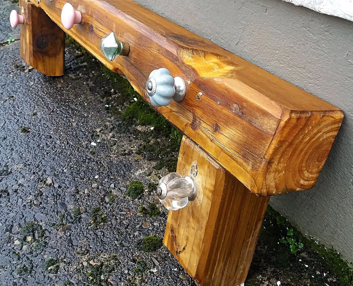 Driftwood Oak Mantle / Coat & Hat Rack / Shelf - Image 4