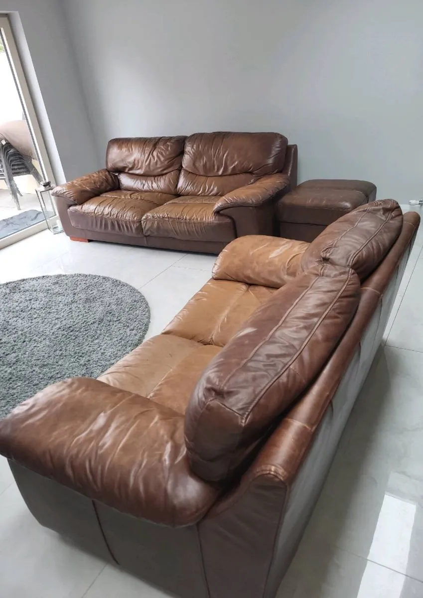 Sofa 3seater, 2 seater and ottoman footstool - Image 1