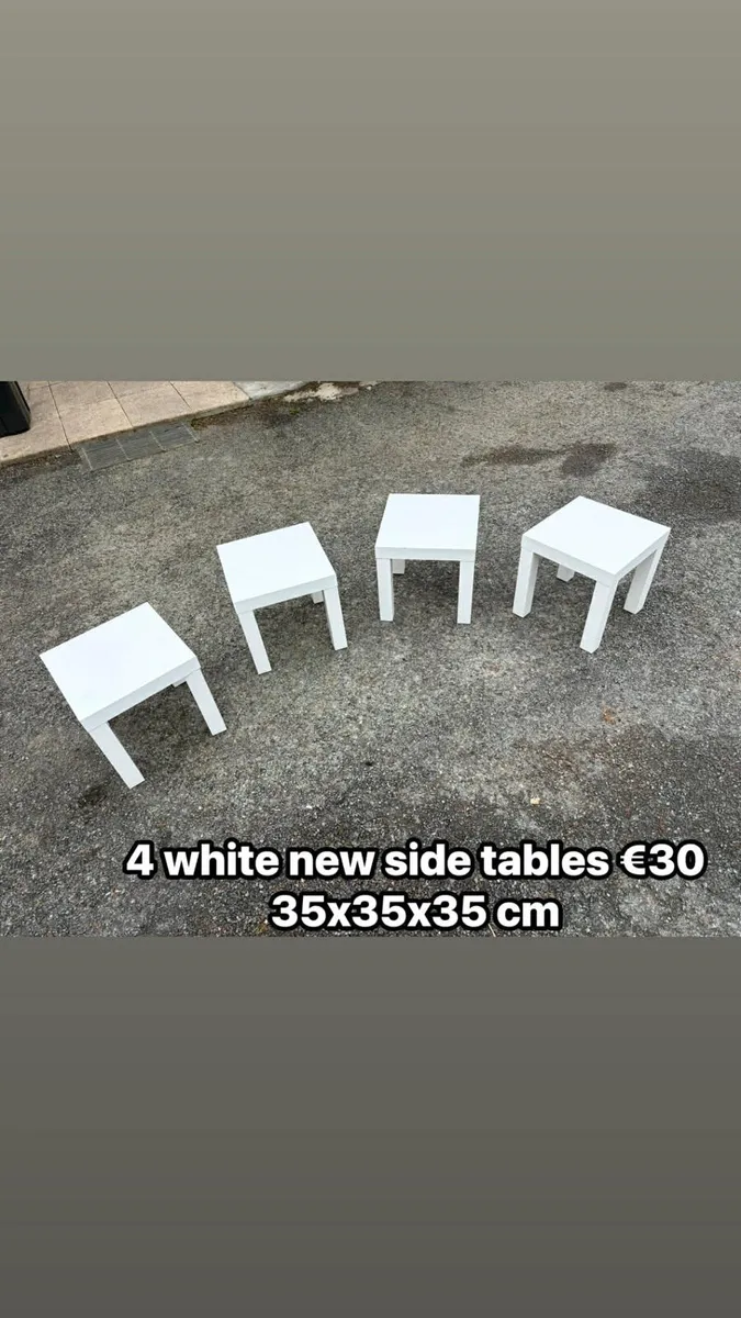 4 white small side tables - Image 1