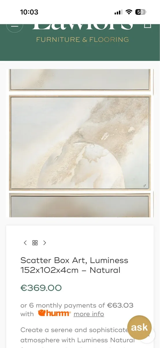 Art—-  Scatterbox Luminess 152X102x4cm Natural - Image 1