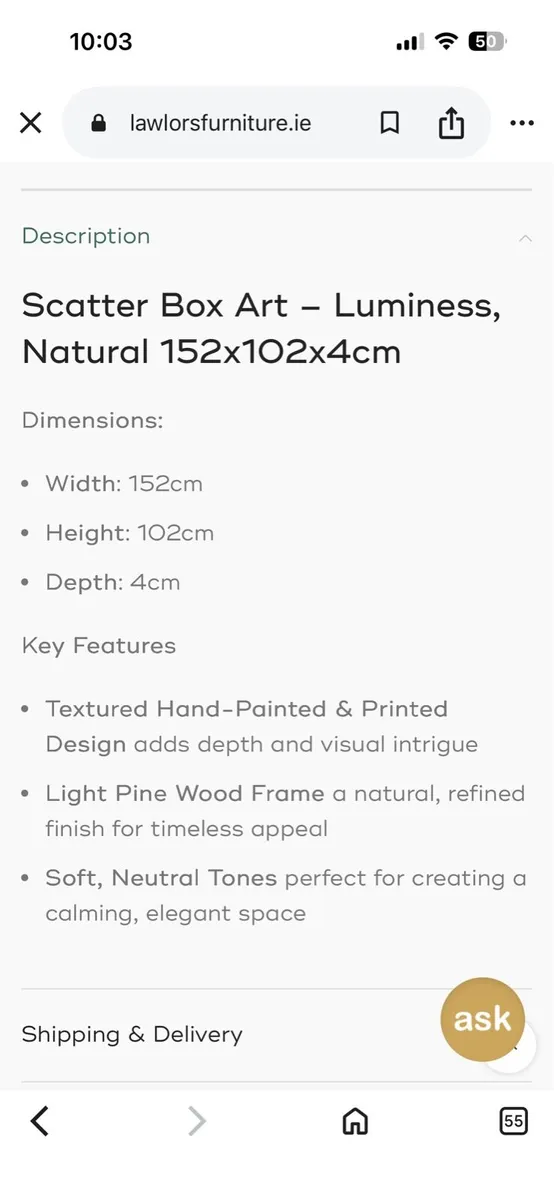 Art—-  Scatterbox Luminess 152X102x4cm Natural - Image 2