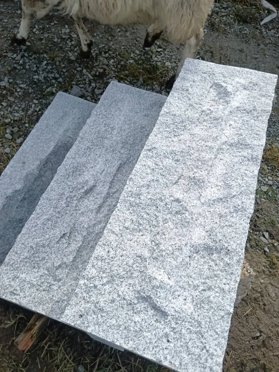 Granite and sand stone kerb pillar caps and wall - Image 3