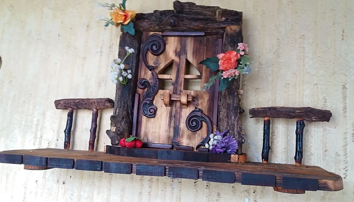 Rustic Hobbit/Fairy Door Floating Shelf - Image 2