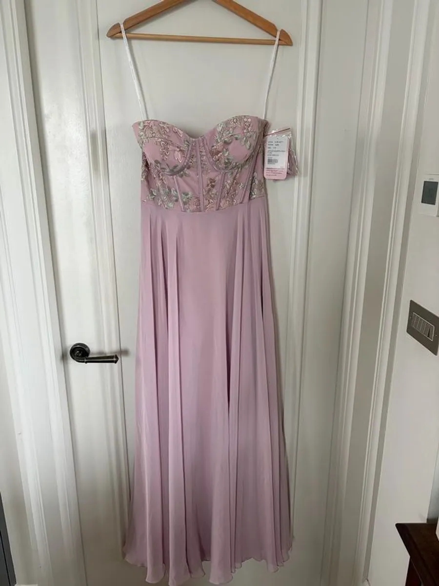 Dessy - strapless embroidered corset dress with chiffon skirt - Image 1