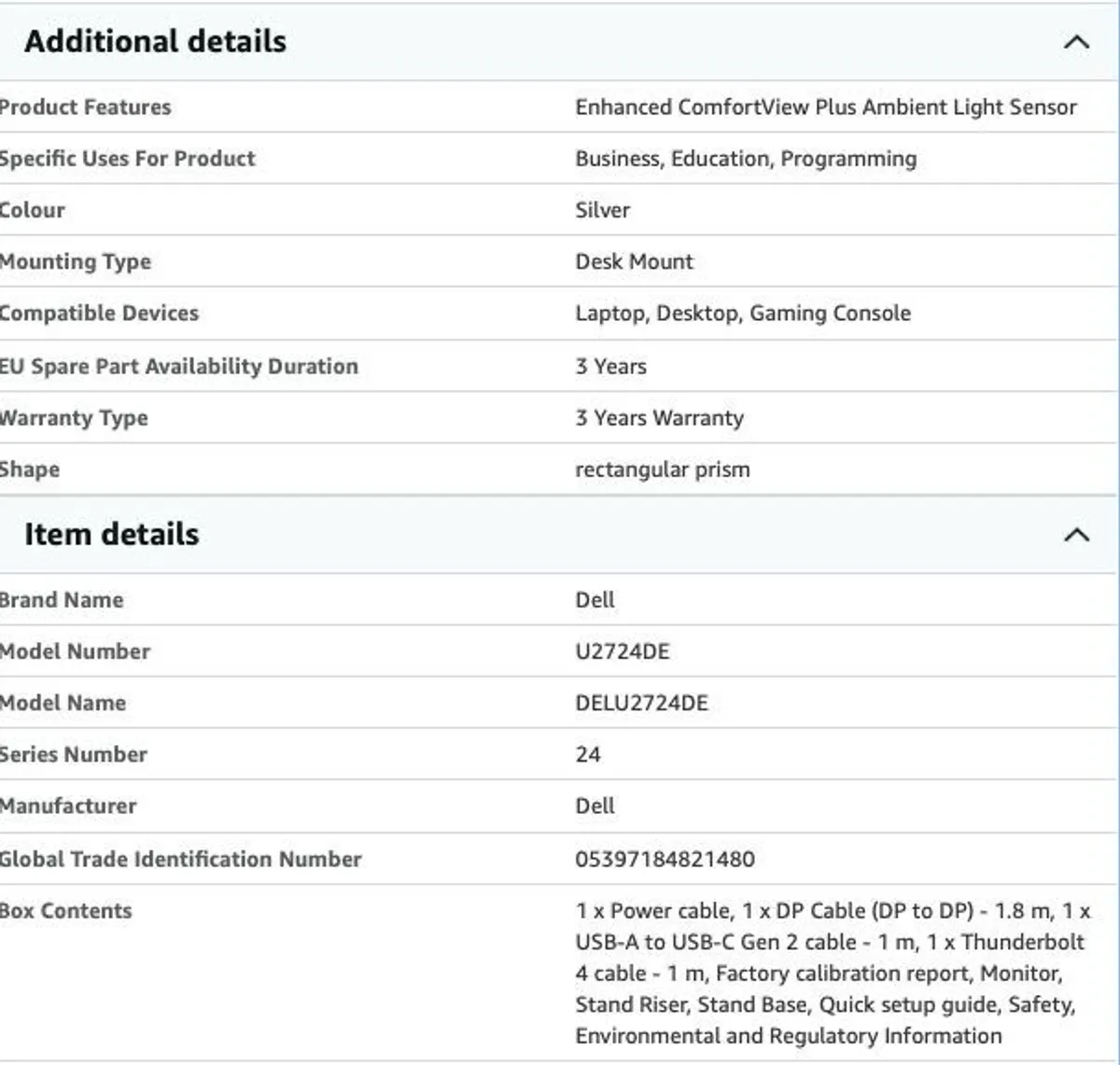 Dell U2724DE UltraSharp Thunderbolt 27 Inch QHD (2560x1440) Monitor - Image 4