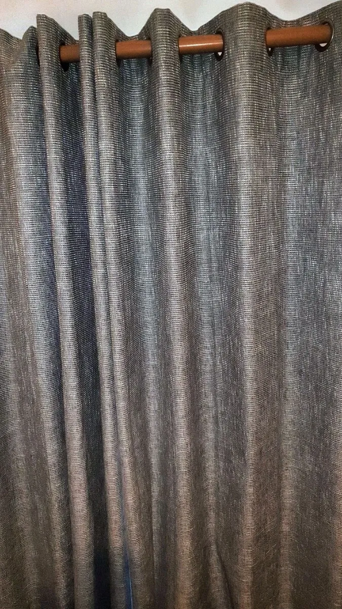 Heavy Grey Blackout Curtains  – Eyelet Top - Image 1