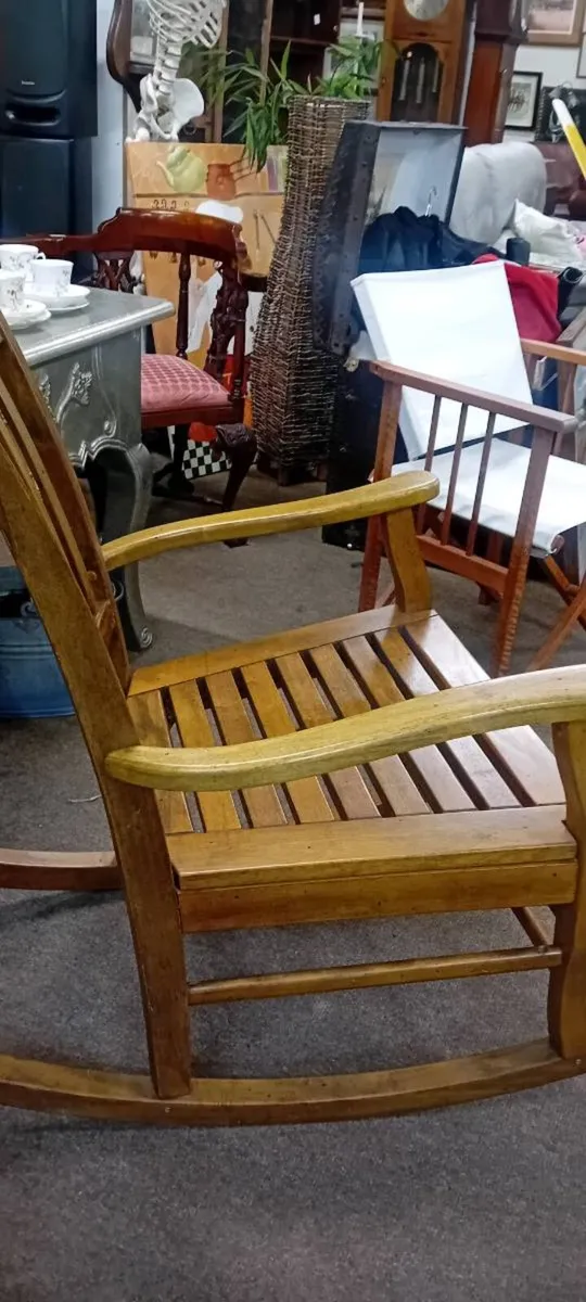 Vintage Solid Wood Rocking Chair - Image 2
