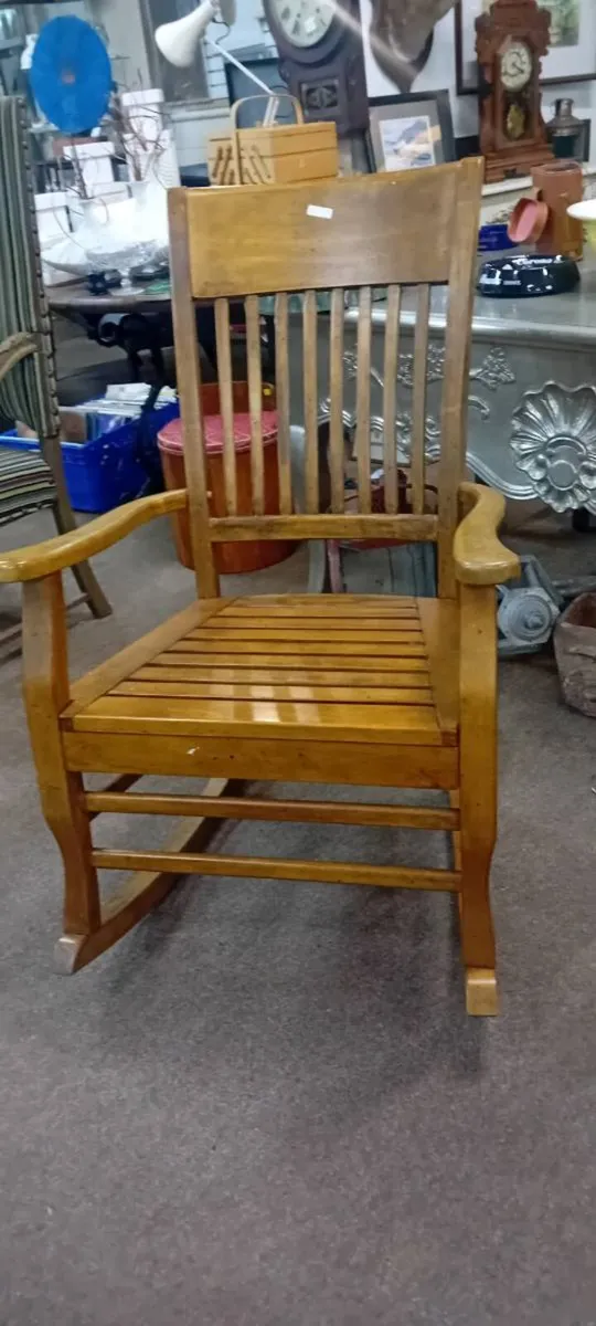 Vintage Solid Wood Rocking Chair - Image 1