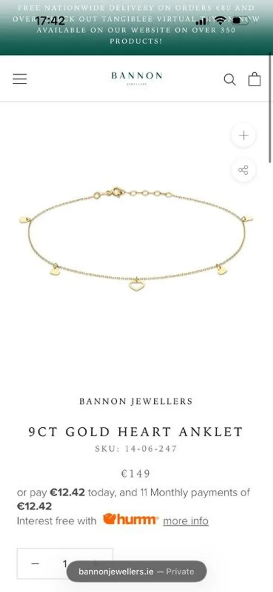 Gold ankle bracelet - Image 1