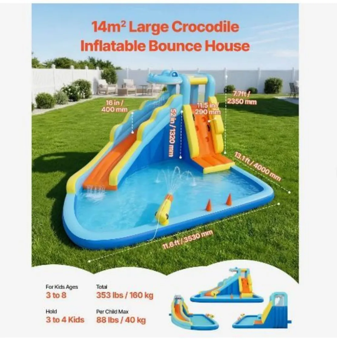 Inflatable Bounce House, 11.6 x 13.1 x 7.7 ft - Image 1