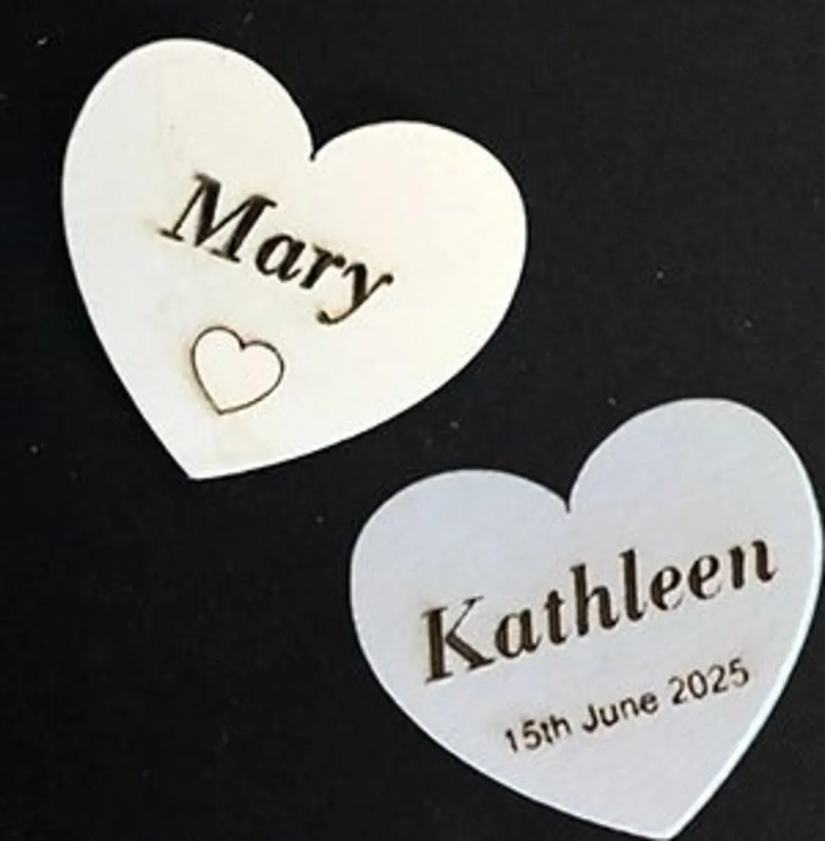Wedding Table Place Names - Wooden Hearts - Image 1