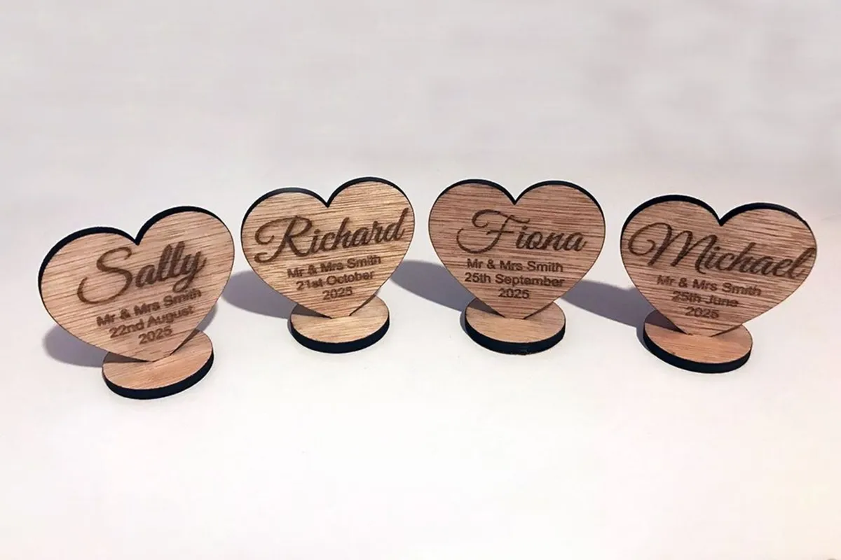Wedding Table Place Names - Wooden Hearts - Image 2