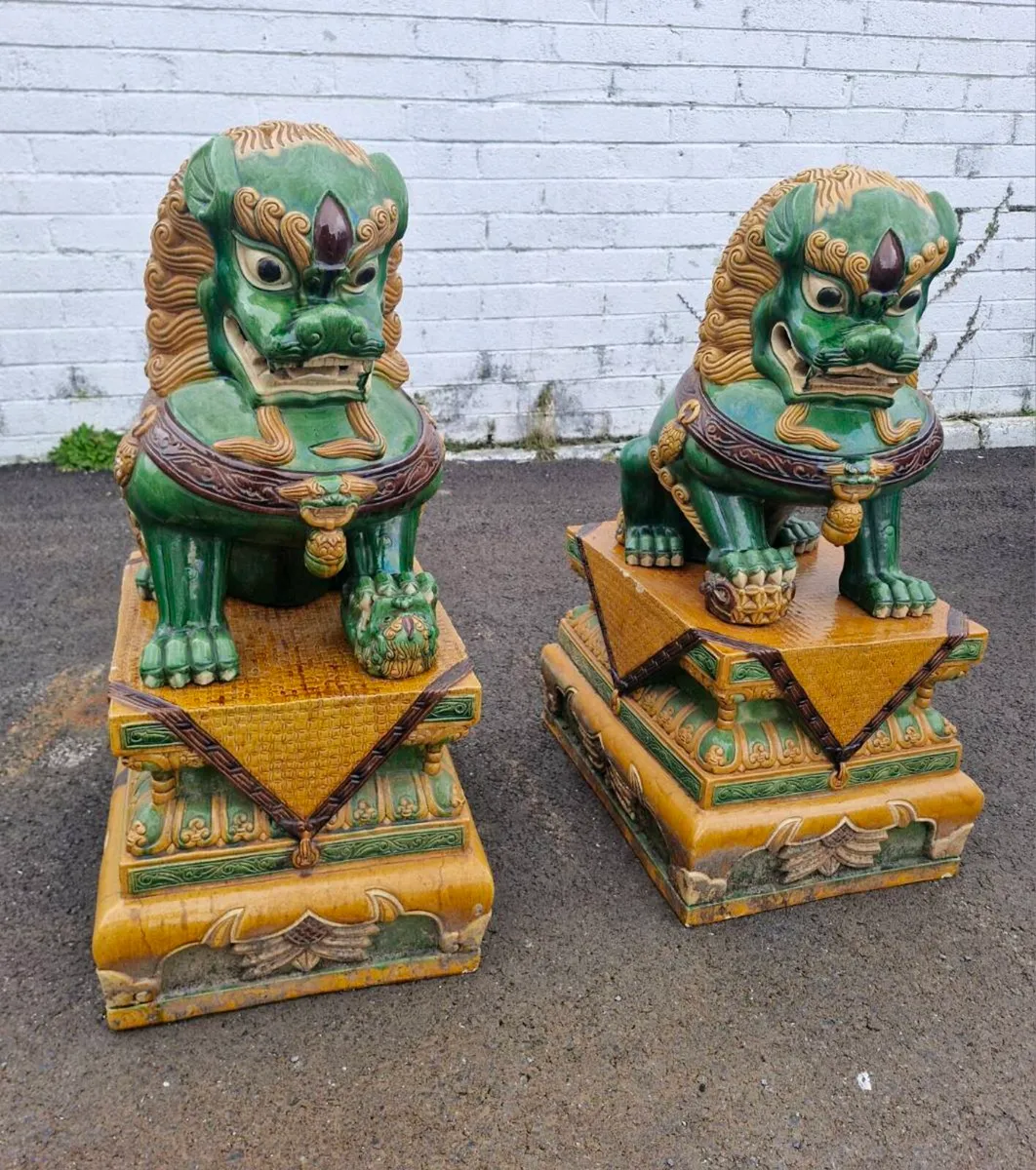 Imperial Guardian Lions - Polychrome Terracotta - Image 3