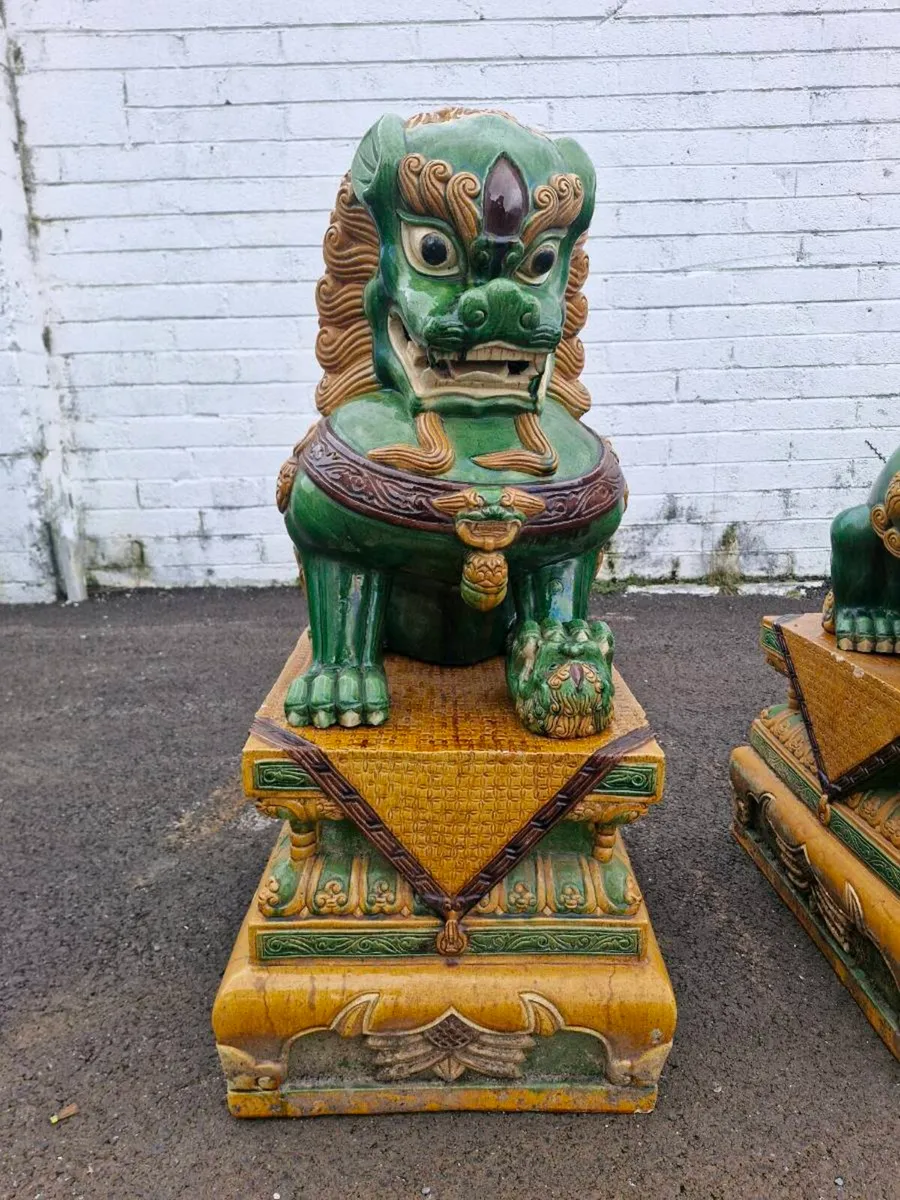 Imperial Guardian Lions - Polychrome Terracotta - Image 4
