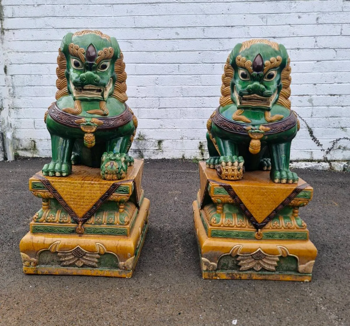 Imperial Guardian Lions - Polychrome Terracotta - Image 1