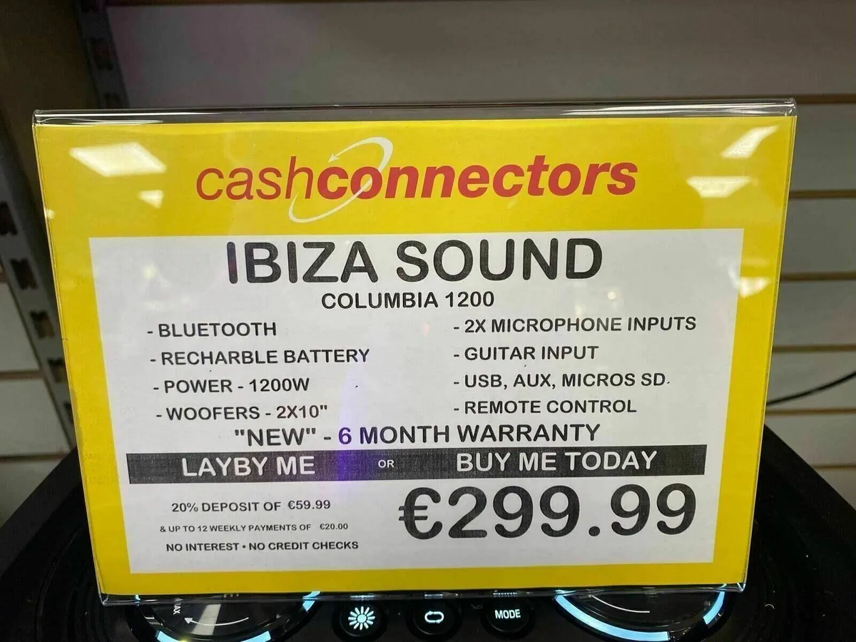 Ibiza Columbia 1200W BT Speaker Portable NEW - Image 4