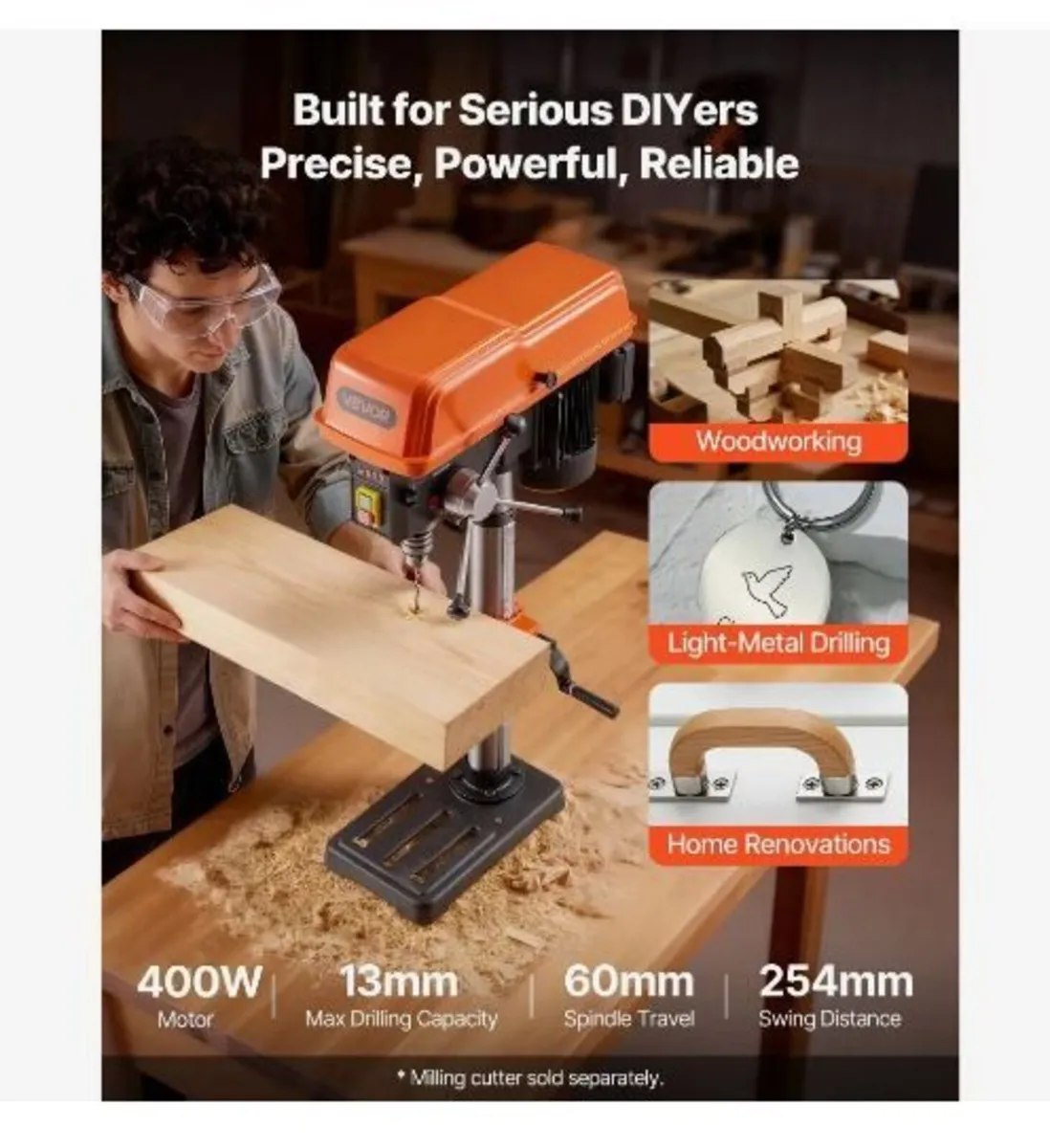 254 mm Benchtop Drill Press, 400W - Image 2