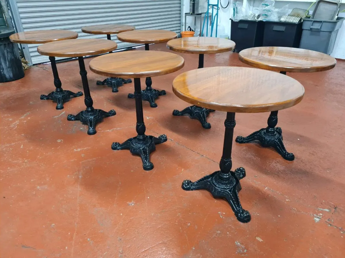 Cast Iron Cafe Tables x8 - Image 3