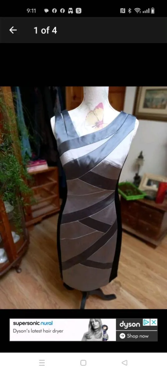 Ladies JAX Black and grey fitted dress, fully line - Image 1
