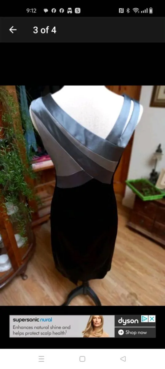 Ladies JAX Black and grey fitted dress, fully line - Image 4