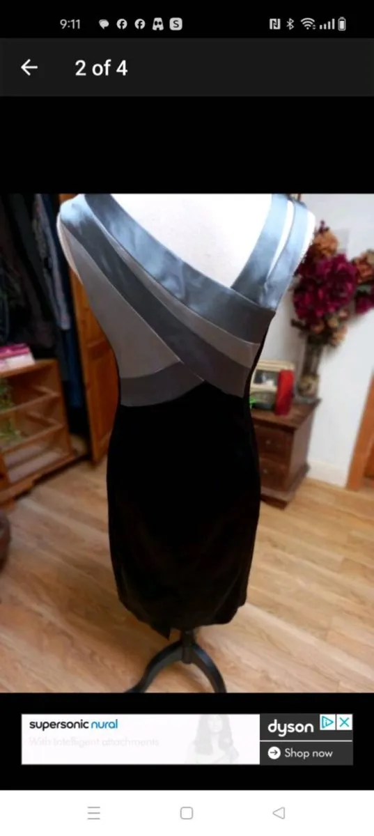 Ladies JAX Black and grey fitted dress, fully line - Image 2