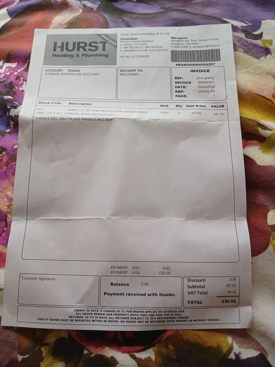 Electric mira brand shower - Image 2