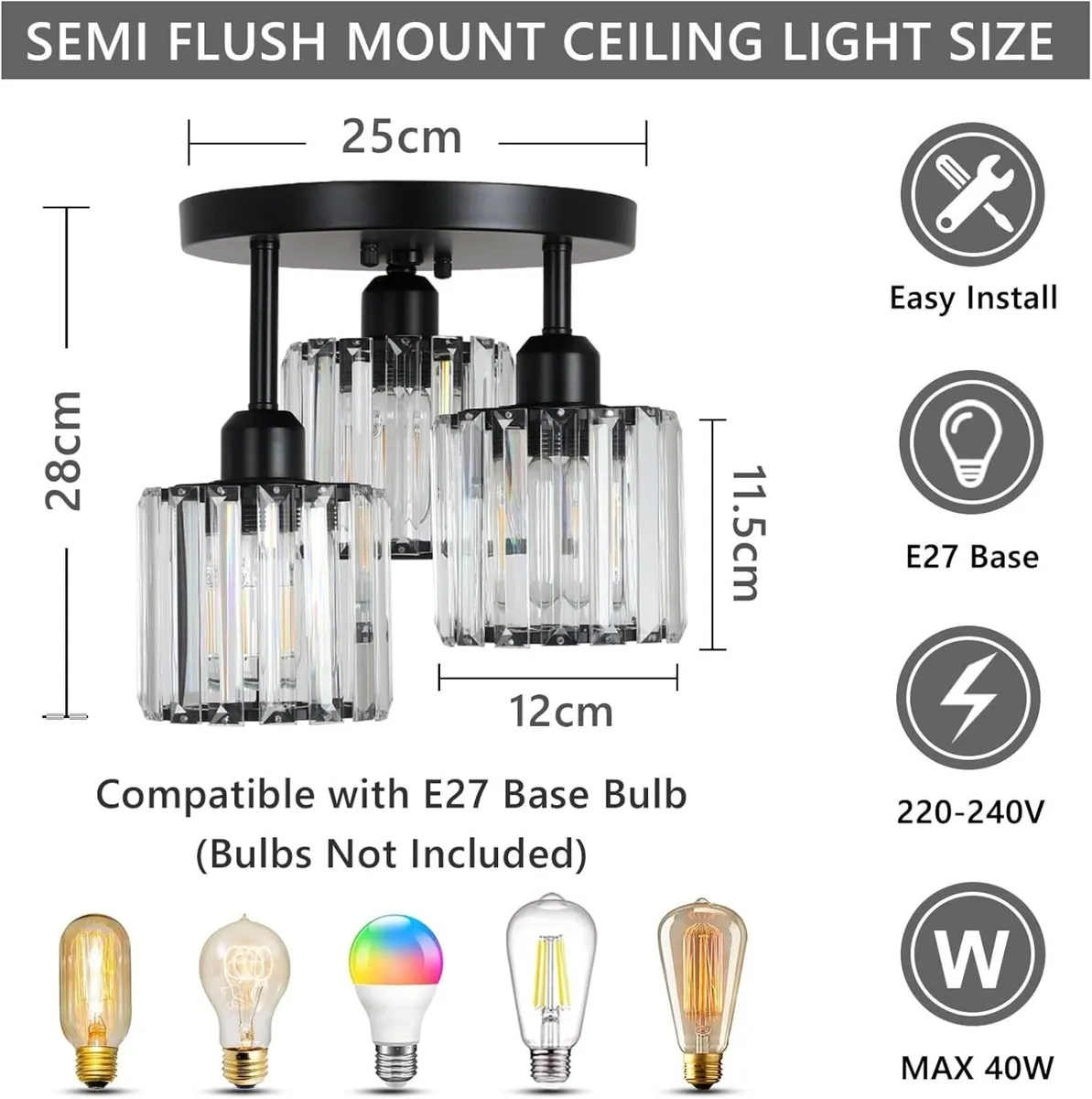 Modern Crystal Chandeliers 3-Light Lights for - Image 4